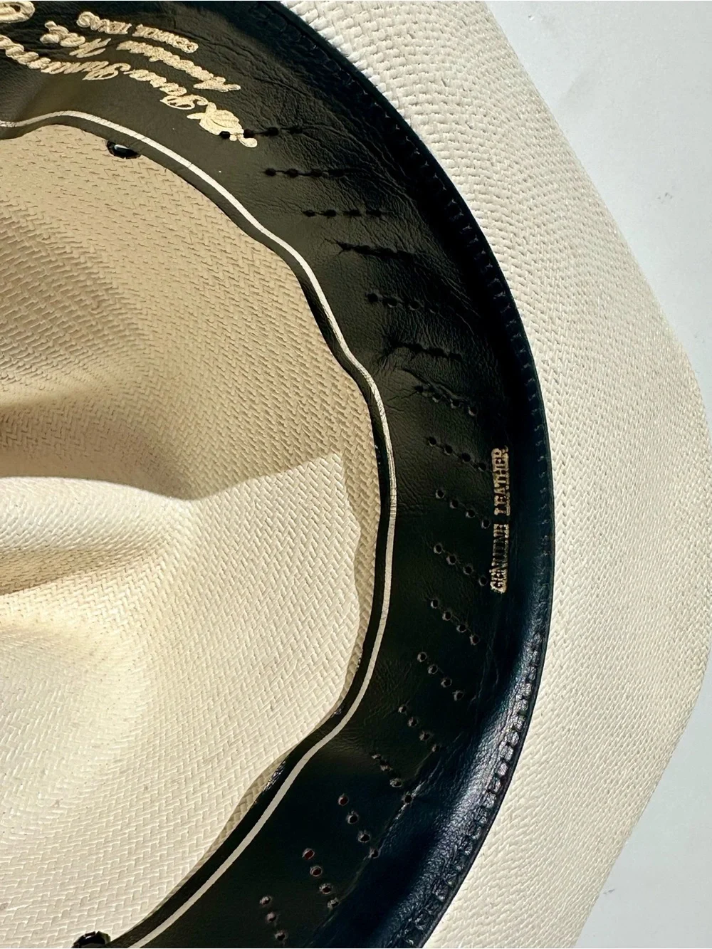 American Hat Co Para Panama Men's Wide-Brim Outback Hat Cream, Black Band, 7 1/8